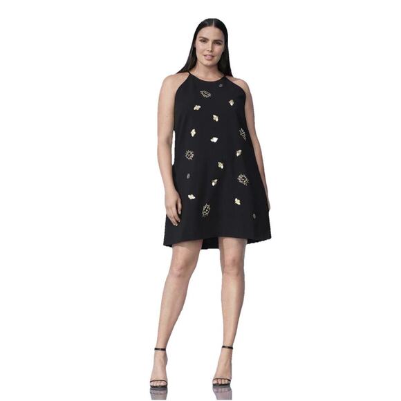 Victoria Beckham Target Embellished Bug Halter Dress Plus 3X Black Bugs Bees - Picture 1 of 10